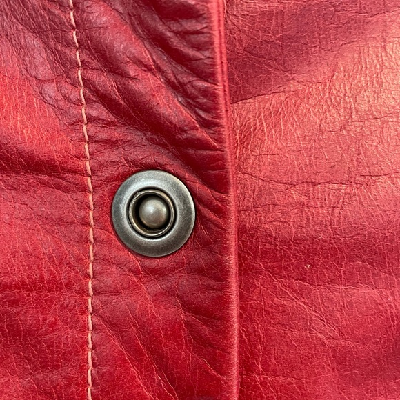 Bernardo, Petite Small, dark red leather jacket snap closure lined lightweight - Picture 7 of 9